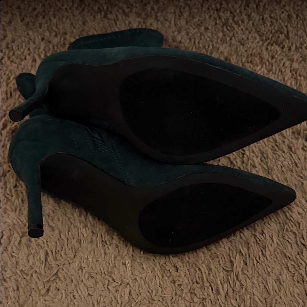 JustFab Dark Green Heeled Boots - Picture 5 of 5
